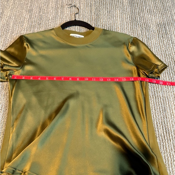 NWT Rosetta Getty top 100% silk front 100% organic cotton back Olive Small - Picture 7 of 10